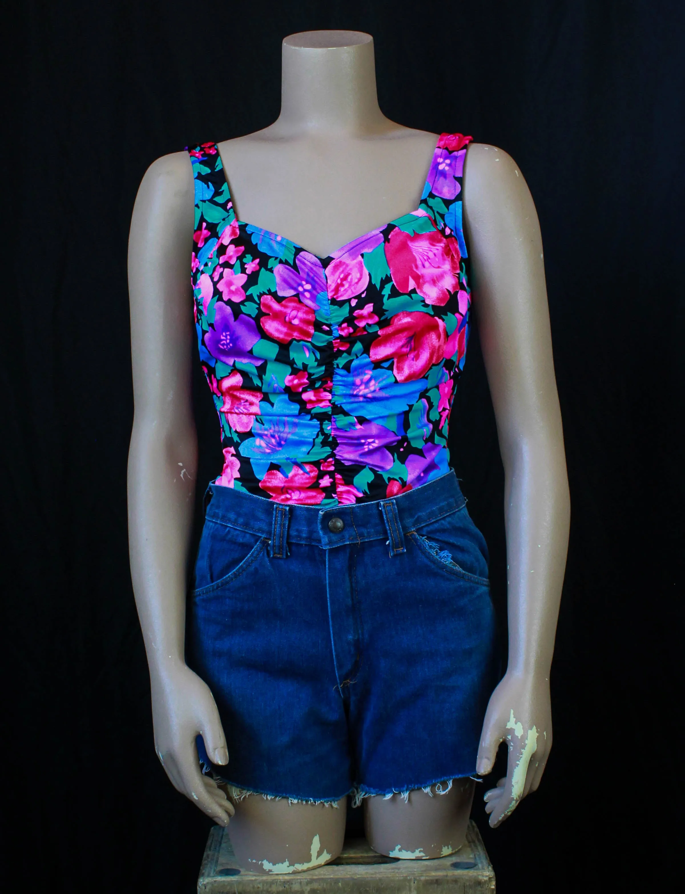 Women's Vintage 80's Floral Bathing Suit One-Piece Swim Ware Large