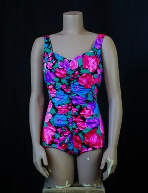 Women's Vintage 80's Floral Bathing Suit One-Piece Swim Ware Large