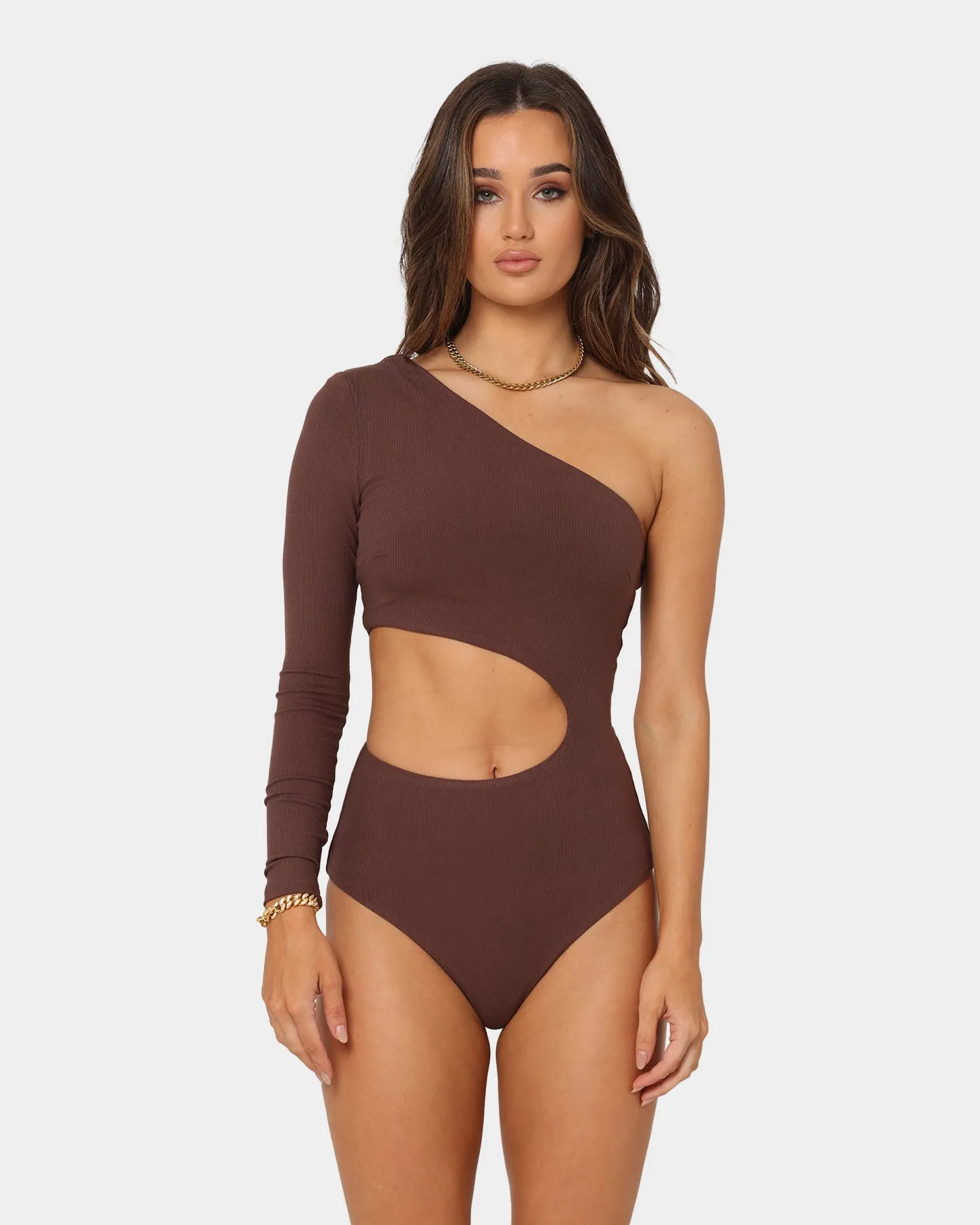XXIII Women's Fari One Shoulder Bodysuit Brown
