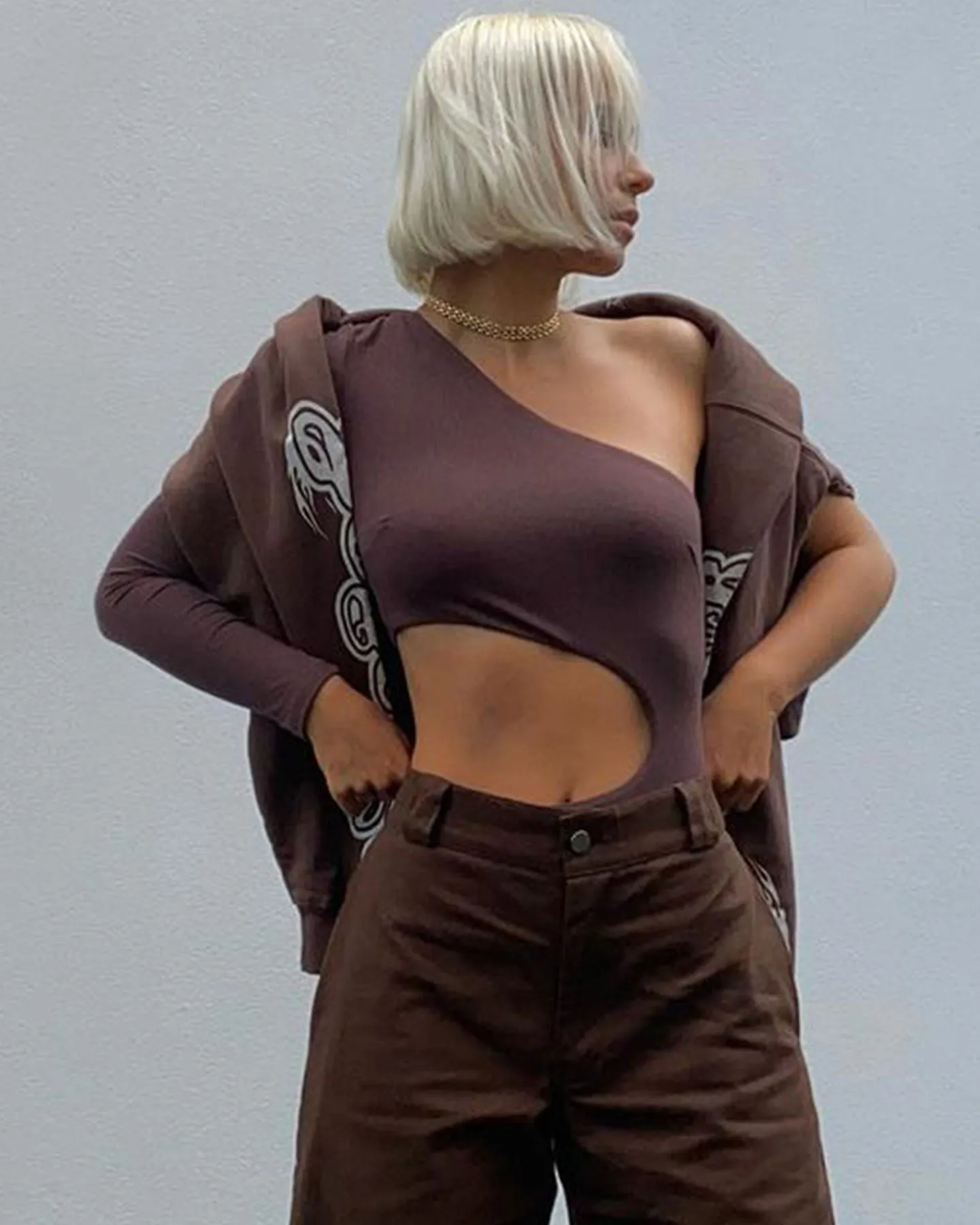 XXIII Women's Fari One Shoulder Bodysuit Brown