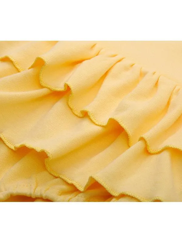 Yellow Frilled Onesie Bodysuit Spring Baby Girls