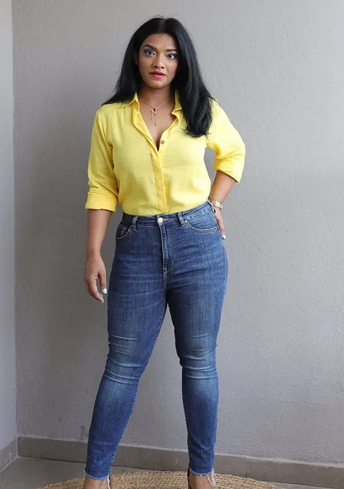 Yellow Linen Cotton Full Shirt