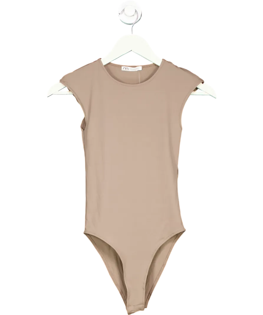 ZARA Brown Crew Neck Bodysuit UK S