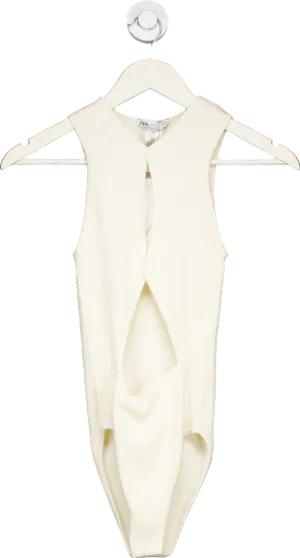 ZARA White Sleeveless Bodysuit UK XS
