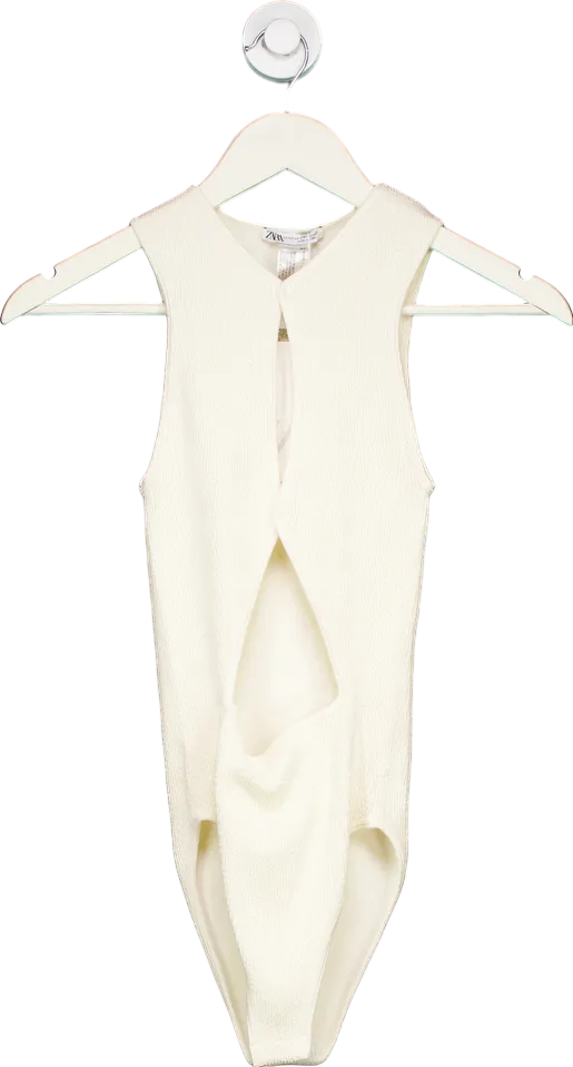 ZARA White Sleeveless Bodysuit UK XS
