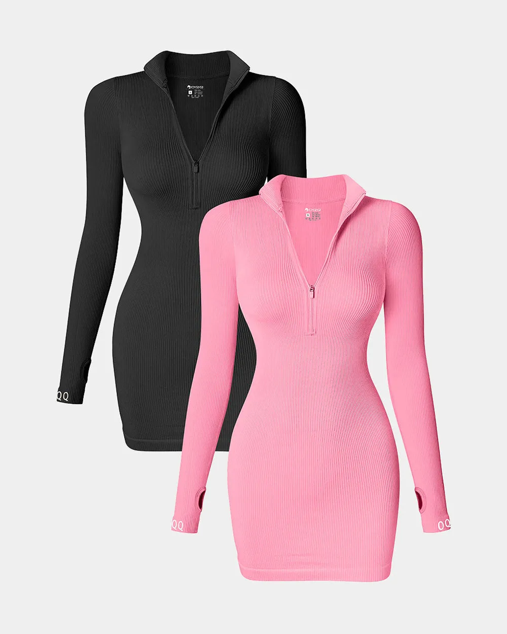 Zip Front Long Sleeve Mini Dress