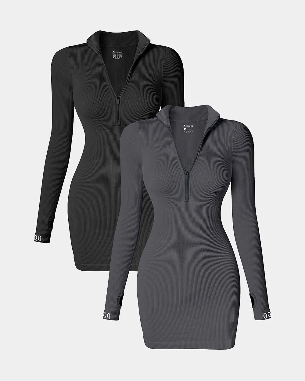 Zip Front Long Sleeve Mini Dress