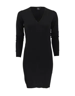 Zip V-Neck Sweater Dress