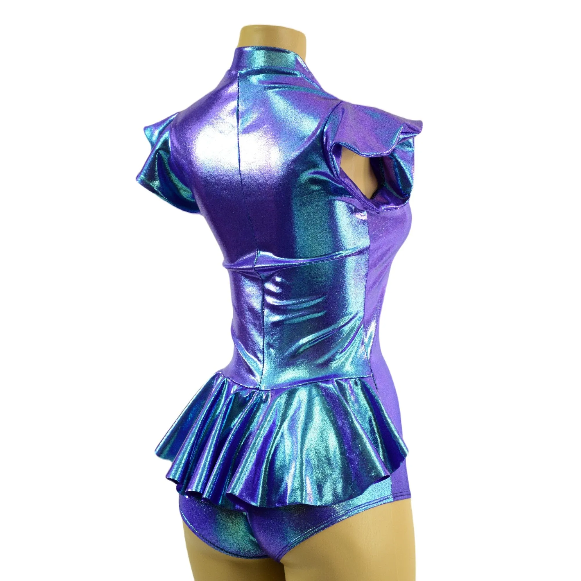 Zipper Front Ruffle Rump Romper in Moonstone